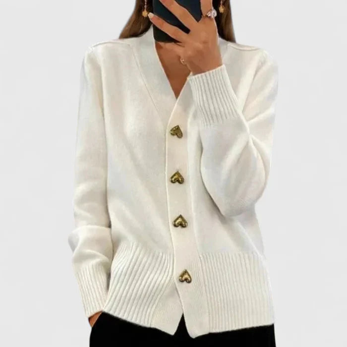 Lyddia - Strickjacke Mit Herzknöpfen
