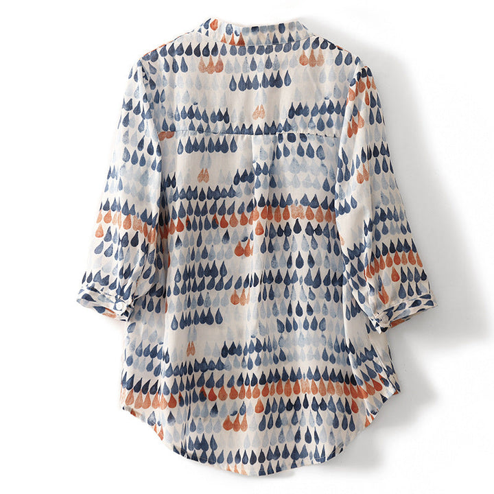 Fawna – Lässige Bluse Mit V-Ausschnitt Und Bedrucktem Chiffon