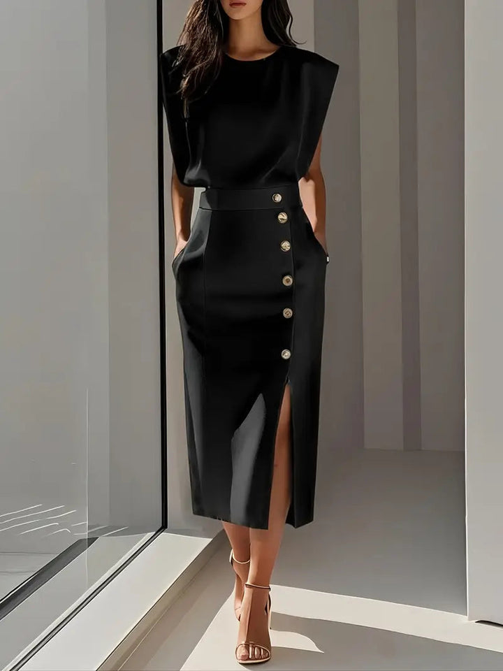 Yasmin – Midi Kleid Mit Seitenschlitz