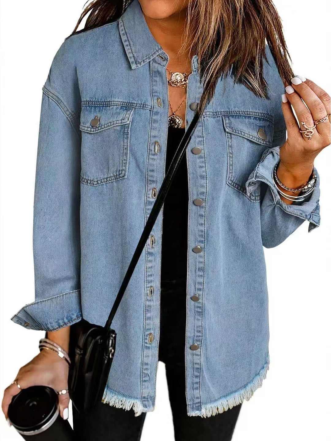 Jolien – LangärMelige Jeansjacke Mit Taschen