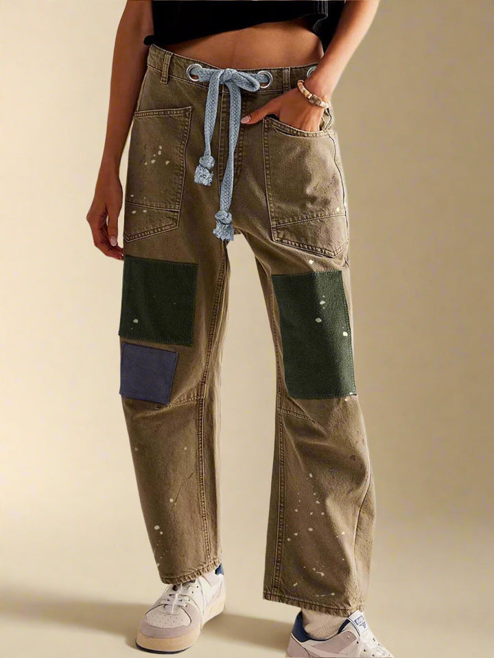 Felixa - Jeans-Patchwork-Hose mit weitem Bein