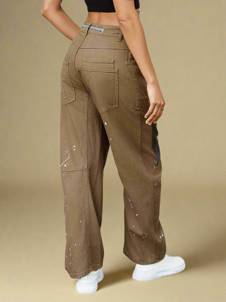 Felixa - Jeans-Patchwork-Hose mit weitem Bein