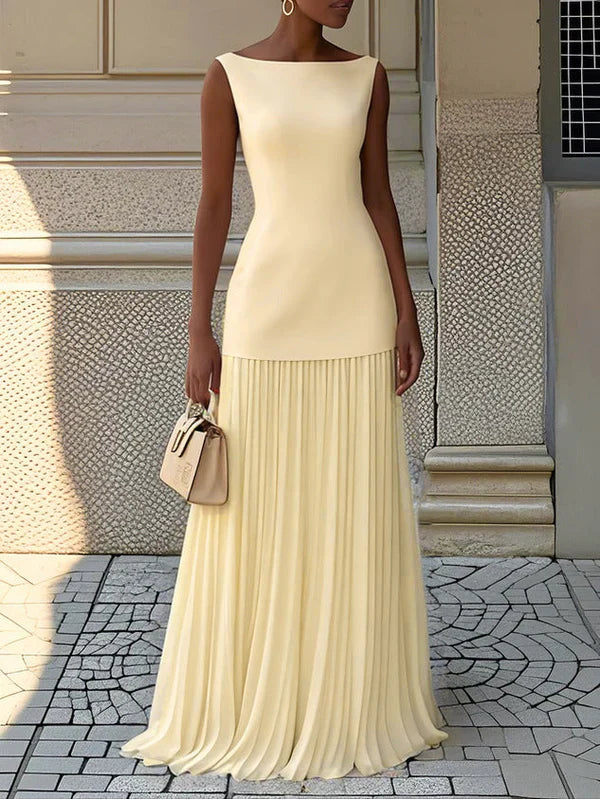 Sunthari – Ärmelloses Plissiertes Langes Kleid