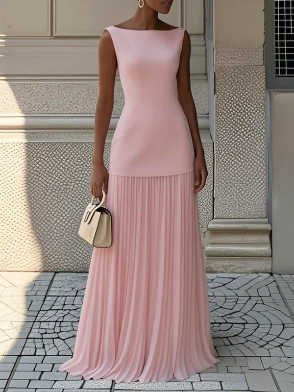 Sunthari – Ärmelloses Plissiertes Langes Kleid