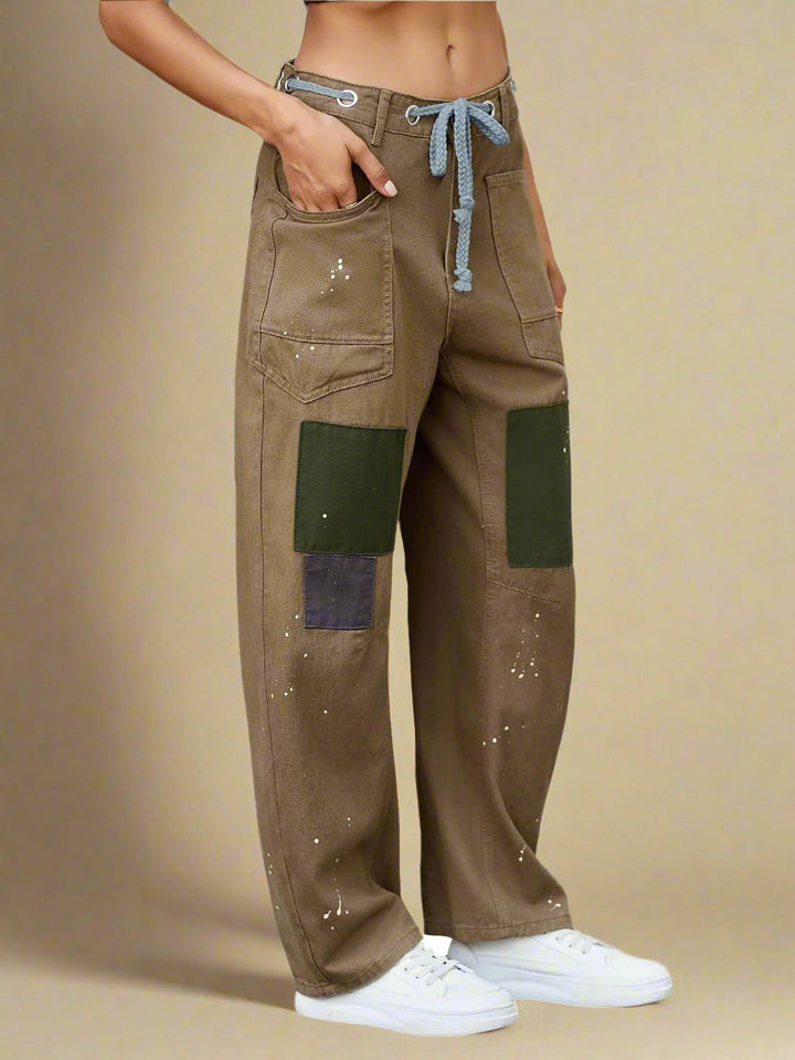 Felixa - Jeans-Patchwork-Hose mit weitem Bein