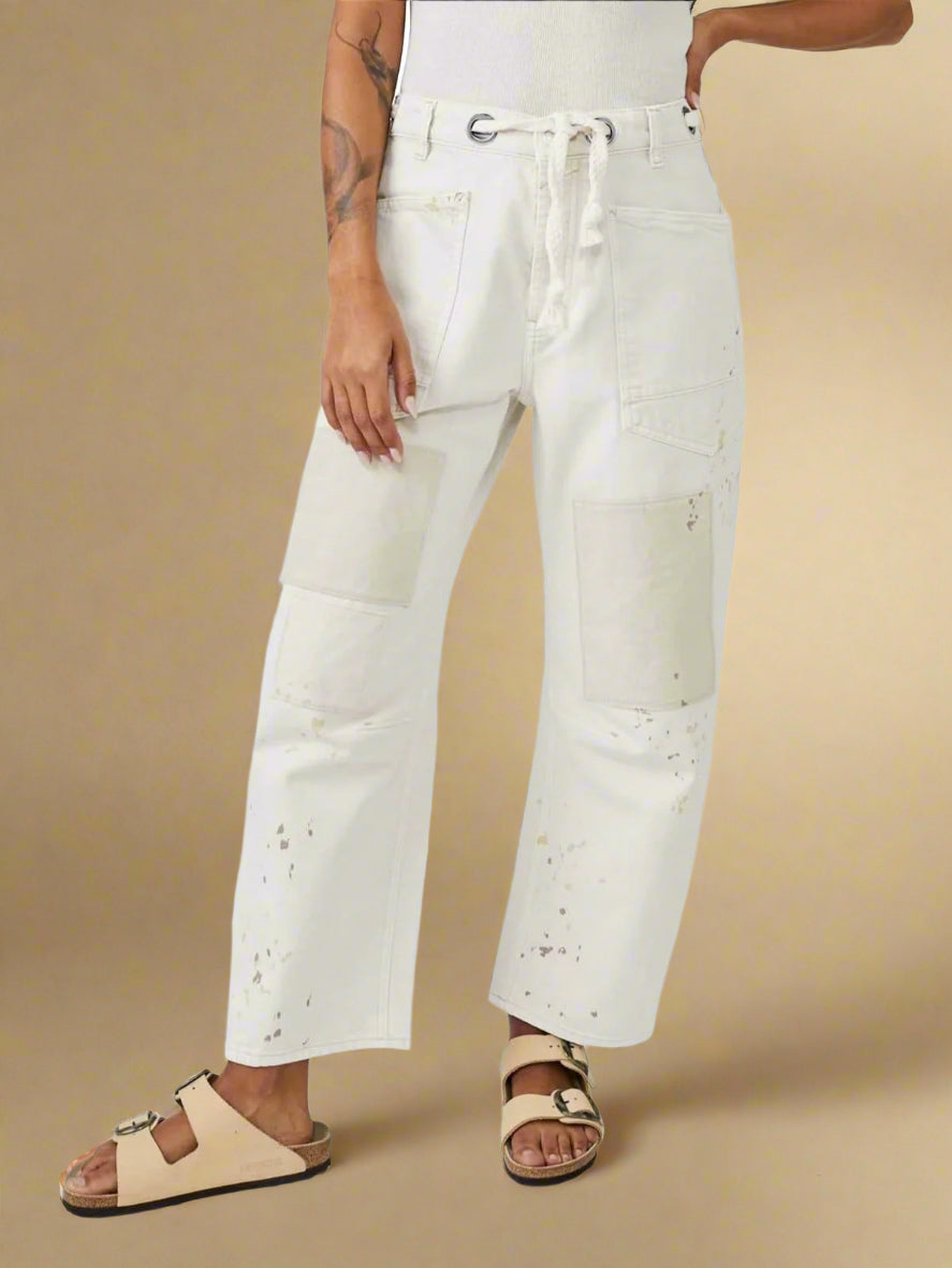 Felixa - Jeans-Patchwork-Hose mit weitem Bein