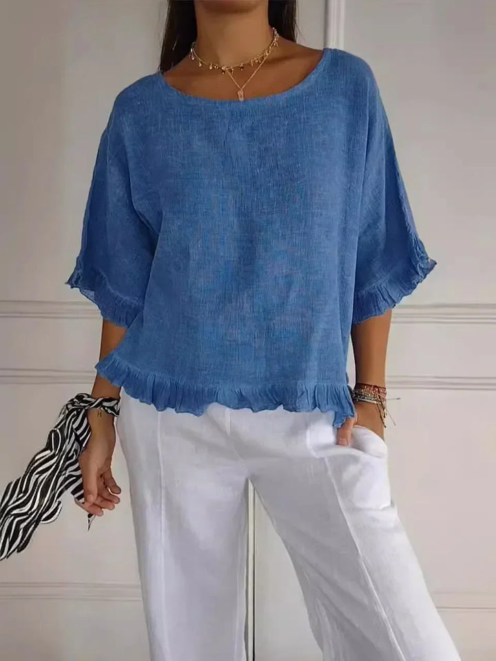 Patsy - Rundhalsbluse Aus Leinen