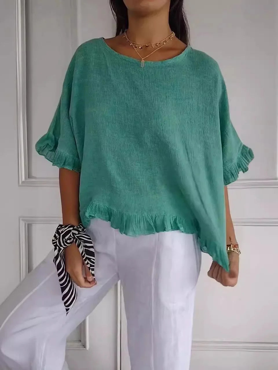 Patsy - Rundhalsbluse Aus Leinen
