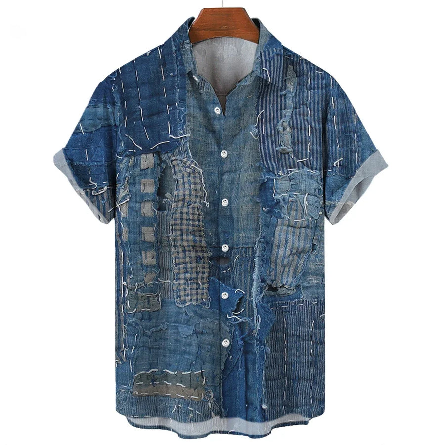 Eleazar - Geometrisches Patchwork Hemd
