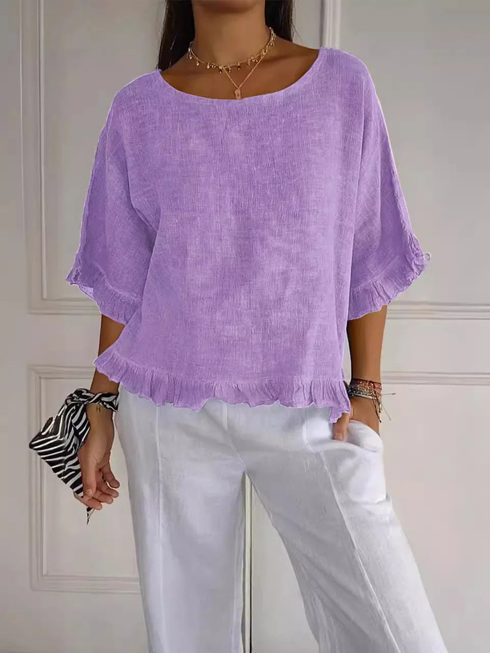 Patsy - Rundhalsbluse Aus Leinen