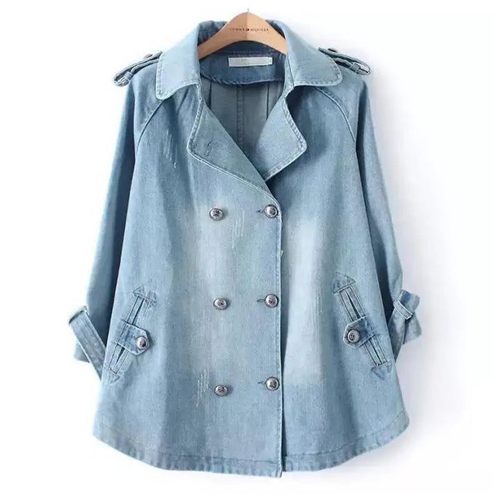 Sezina – Stilvoller Cape Mantel Aus Jeansstoff