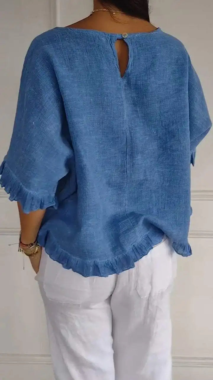 Patsy - Rundhalsbluse Aus Leinen