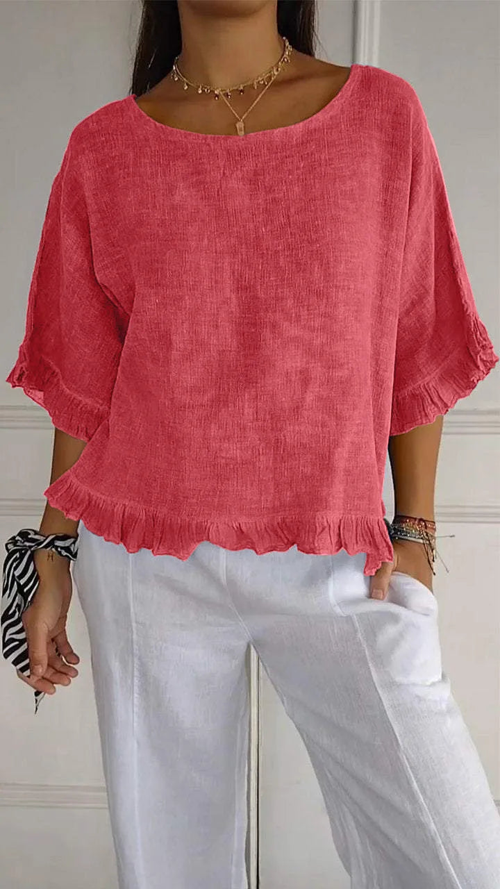 Patsy - Rundhalsbluse Aus Leinen