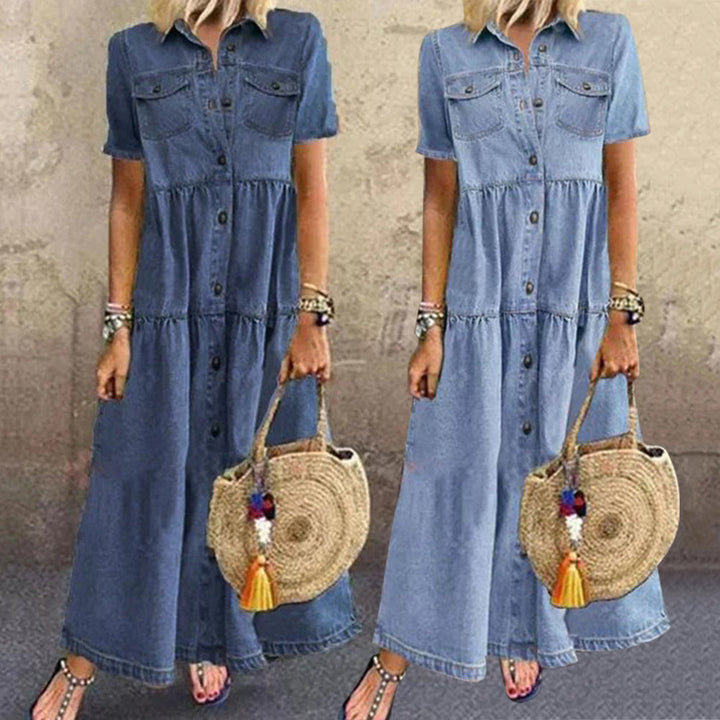 Gudelia – Lässiges Kurzarm Kleid Mit Tasche