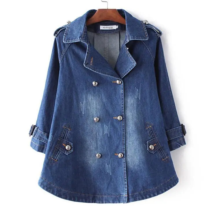 Sezina – Stilvoller Cape Mantel Aus Jeansstoff