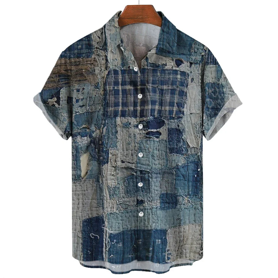 Eleazar - Geometrisches Patchwork Hemd