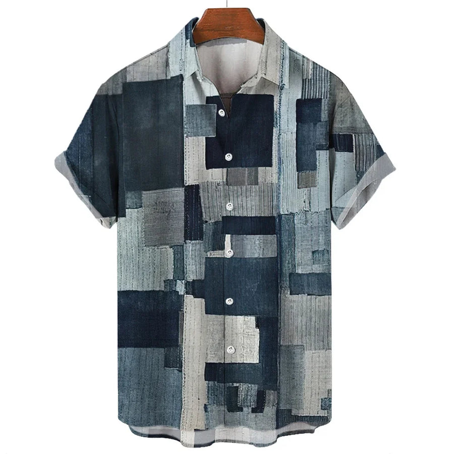 Eleazar - Geometrisches Patchwork Hemd