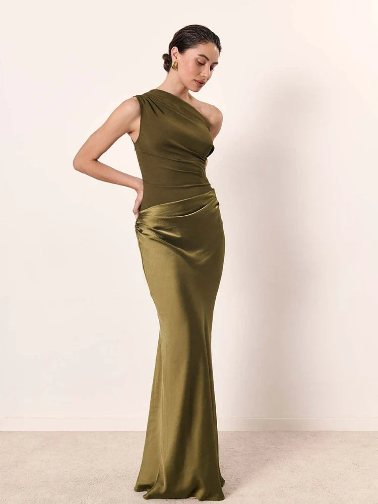 Aleida – Ein-Schulter-Maxikleid Aus Satin