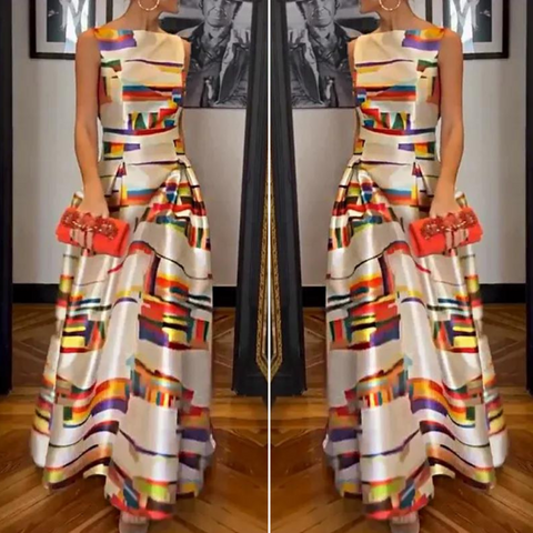 Vivien – Maxikleid mit Geometrischem Print