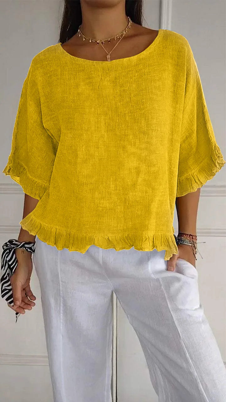 Patsy - Rundhalsbluse Aus Leinen