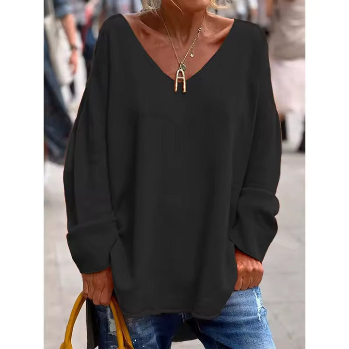 Paola – Elegant Langarm Top Mit Lose V Ausschnitt