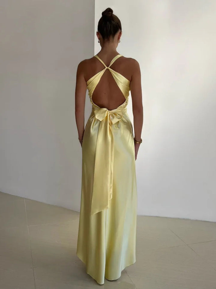 Fabiola – Elegantes Maxi Kleid Mit V-Ausschnitt Und Ohne Ärmel