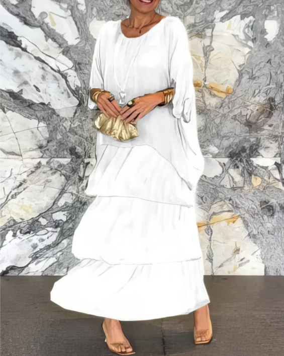 Leona - Lockeres Maxikleid Mit Rundhalsausschnitt