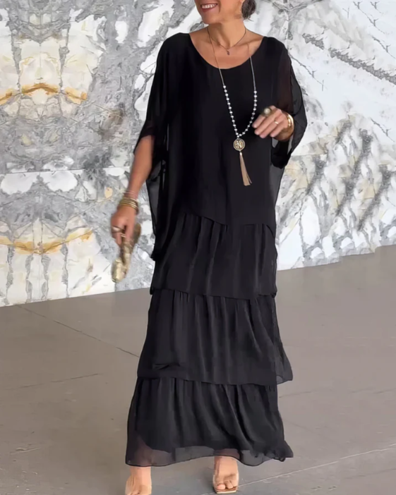 Leona - Lockeres Maxikleid Mit Rundhalsausschnitt