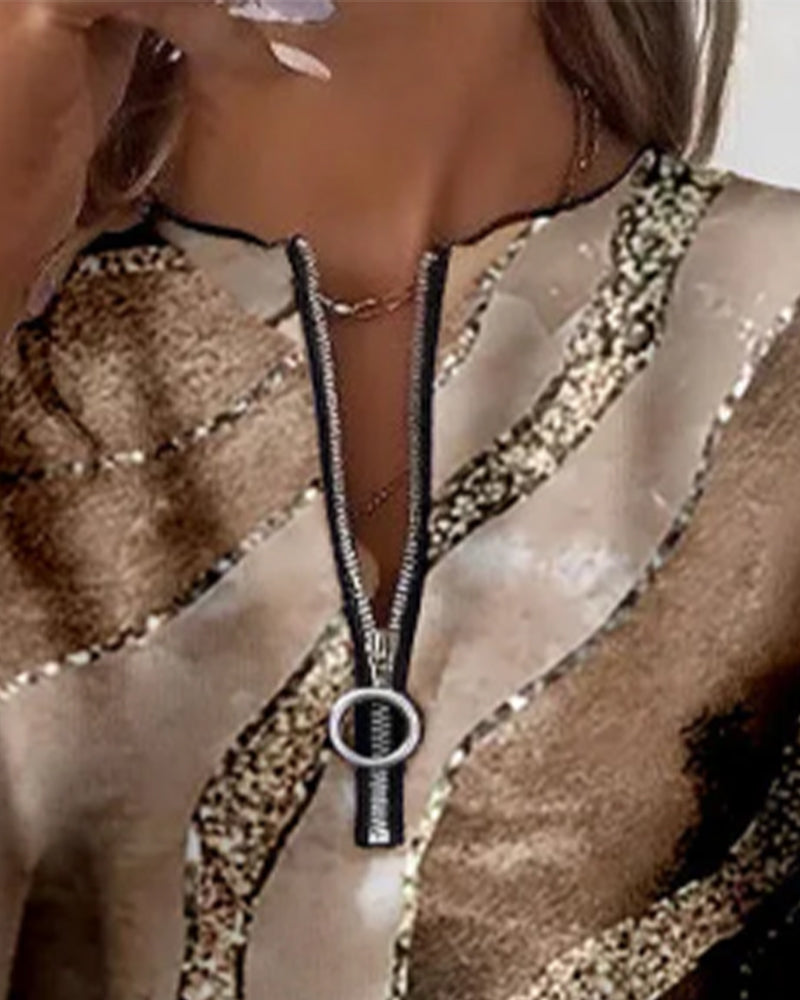 Kajsa – Sweatshirt im Vintage Schau Mit halbem Reißverschluss