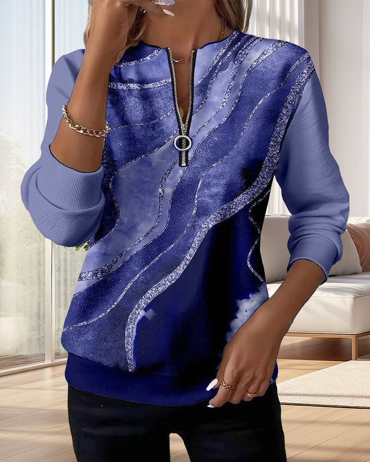 Kajsa – Sweatshirt im Vintage Schau Mit halbem Reißverschluss