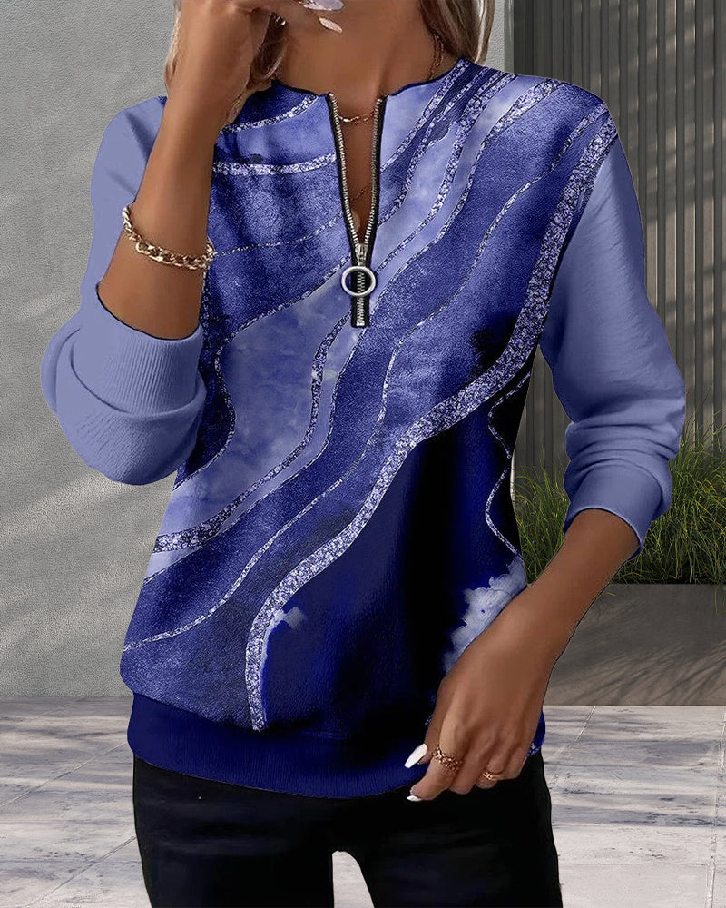 Kajsa – Sweatshirt im Vintage Schau Mit halbem Reißverschluss