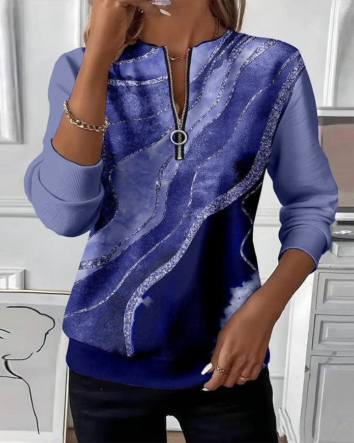 Kajsa – Sweatshirt im Vintage Schau Mit halbem Reißverschluss