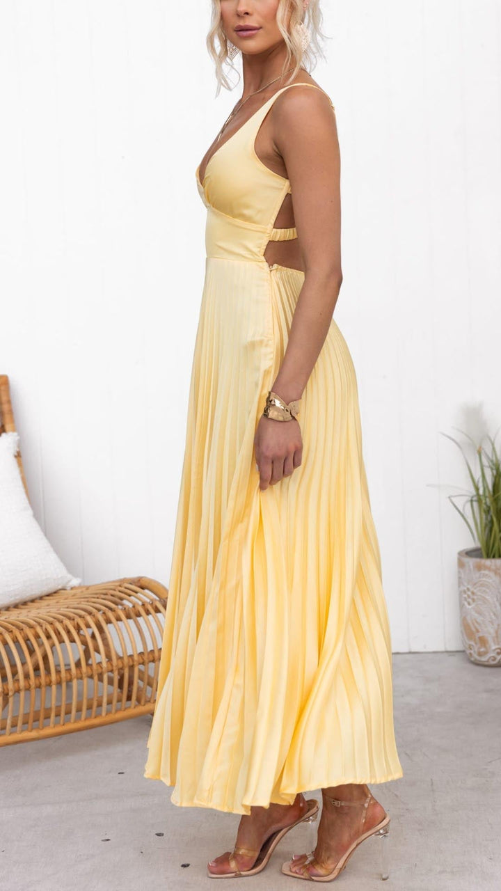 Sheree - Plissiertes Maxikleid Mit V-Ausschnitt