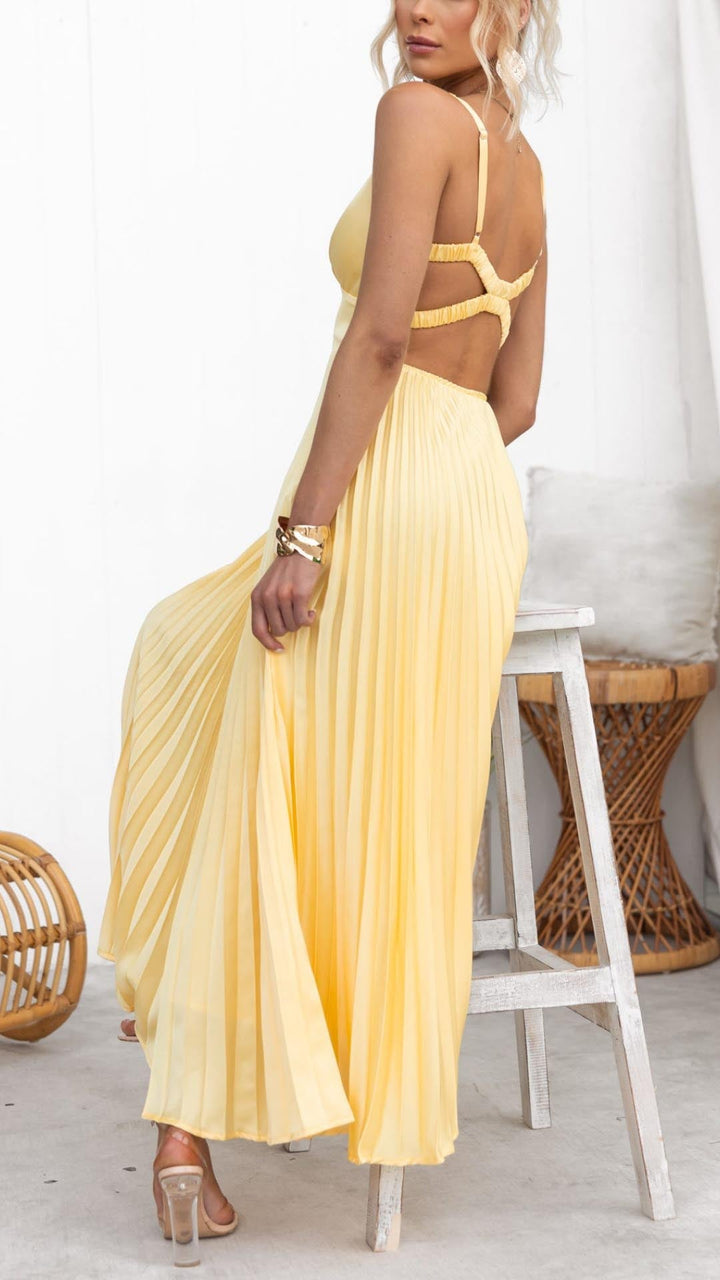Sheree - Plissiertes Maxikleid Mit V-Ausschnitt