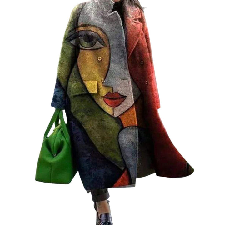 Orsolya – Langärmeliger Mantel mit Taschen Und Drucken