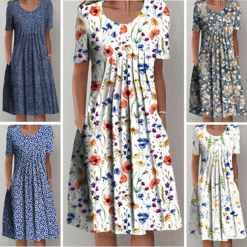 Nicolina – Elegantes Baumwollkleid Mit Blumenmuster