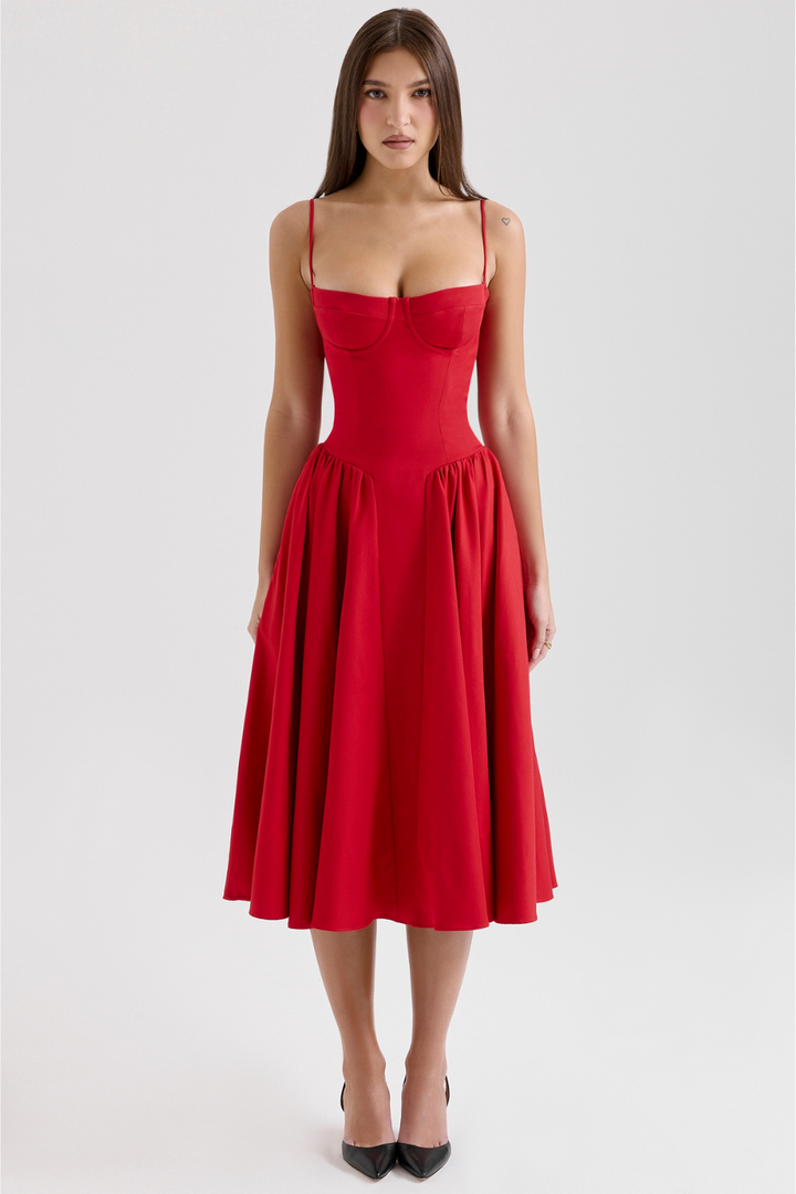 Maissa – Elegantes Midi Kleid mit Ärmeln