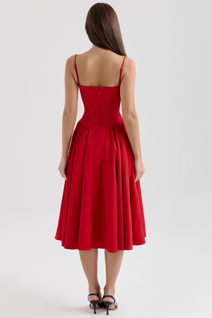 Maissa – Elegantes Midi Kleid mit Ärmeln