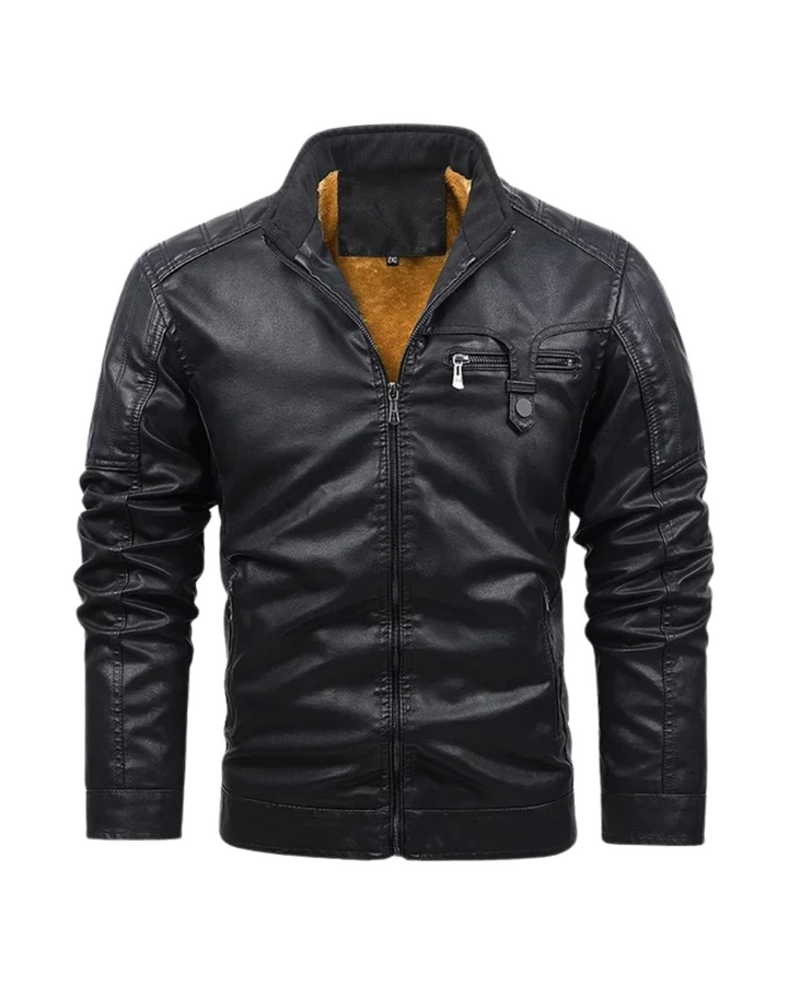 Dawid - Retro Leder Jacke Mit Fleece Futter