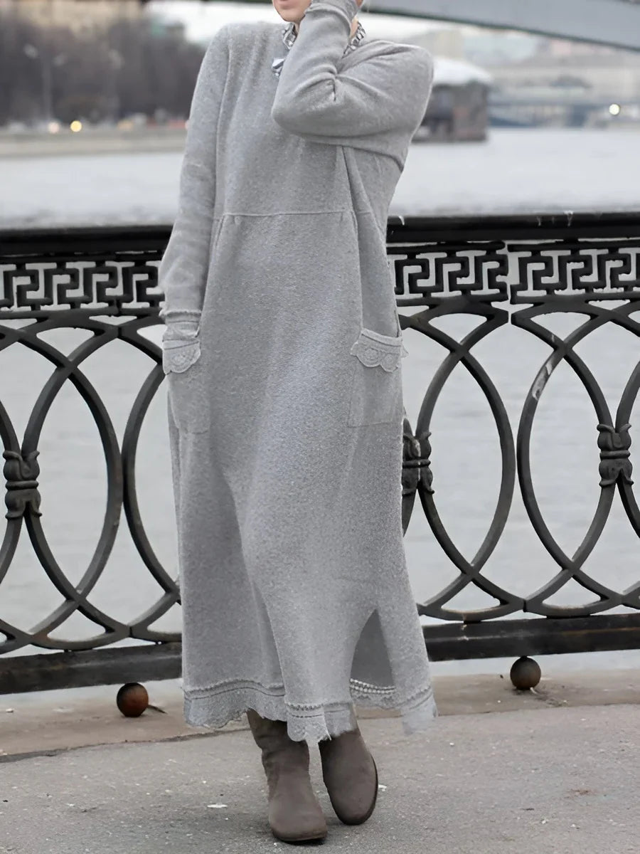 Nesrin – Lässiges Langarm Kleid Mit Rundhalsausschnitt