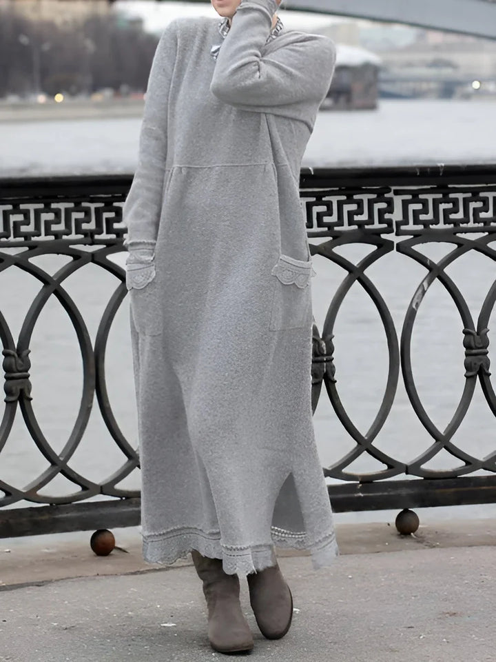 Nesrin – Lässiges Langarm Kleid Mit Rundhalsausschnitt