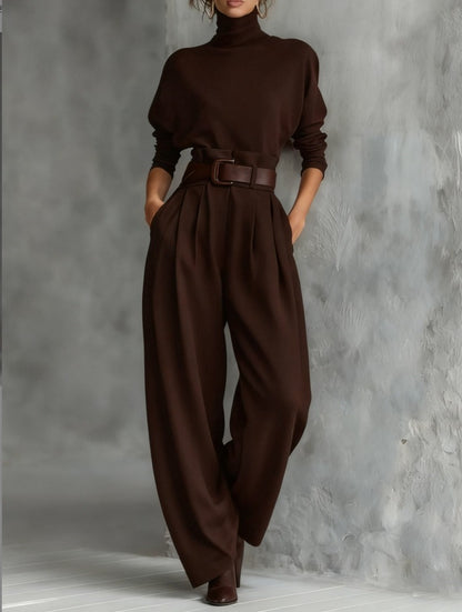Melian – Jumpsuit Mit Rollkragen Weitem Bein Und Gürtel