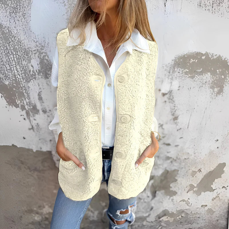 Jacklyn – Teddy Weste Mit Knöpfen