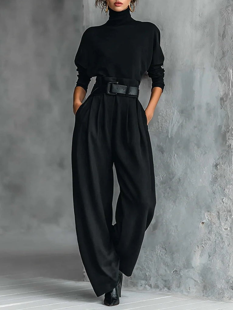 Melian – Jumpsuit Mit Rollkragen Weitem Bein Und Gürtel