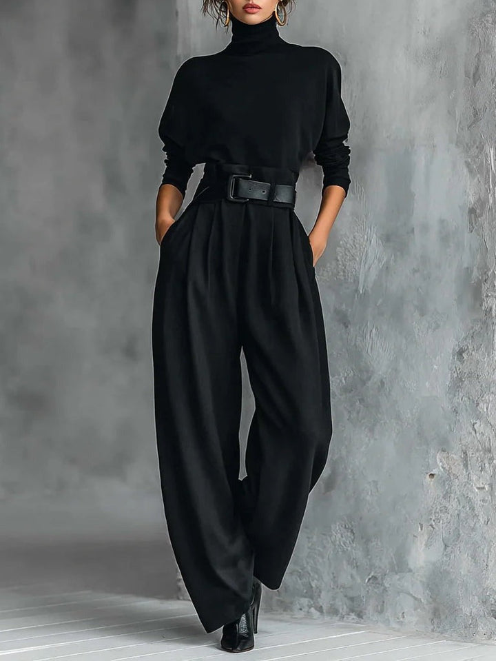 Melian – Jumpsuit Mit Rollkragen Weitem Bein Und Gürtel