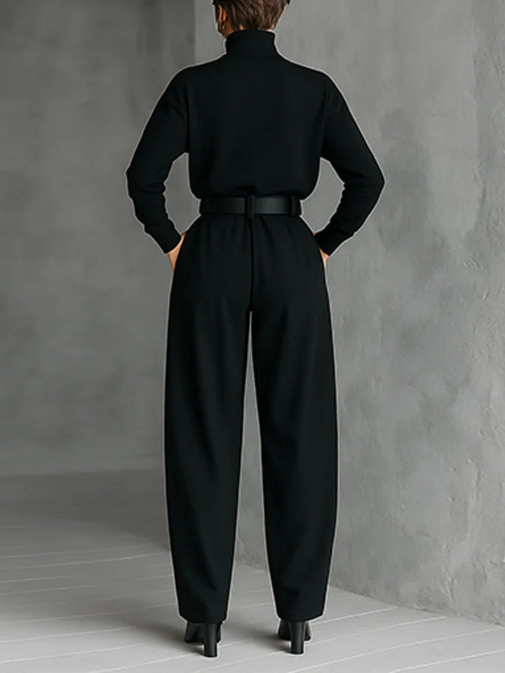 Melian – Jumpsuit Mit Rollkragen Weitem Bein Und Gürtel