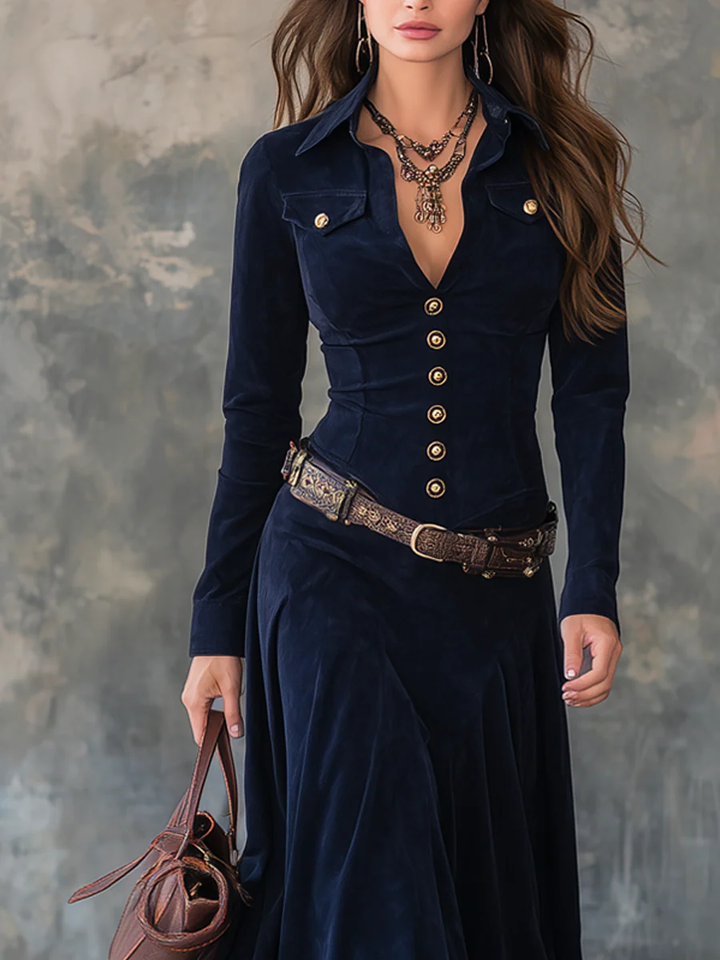 Jelissa – Maxikleid aus Wildleder mit Schlitz