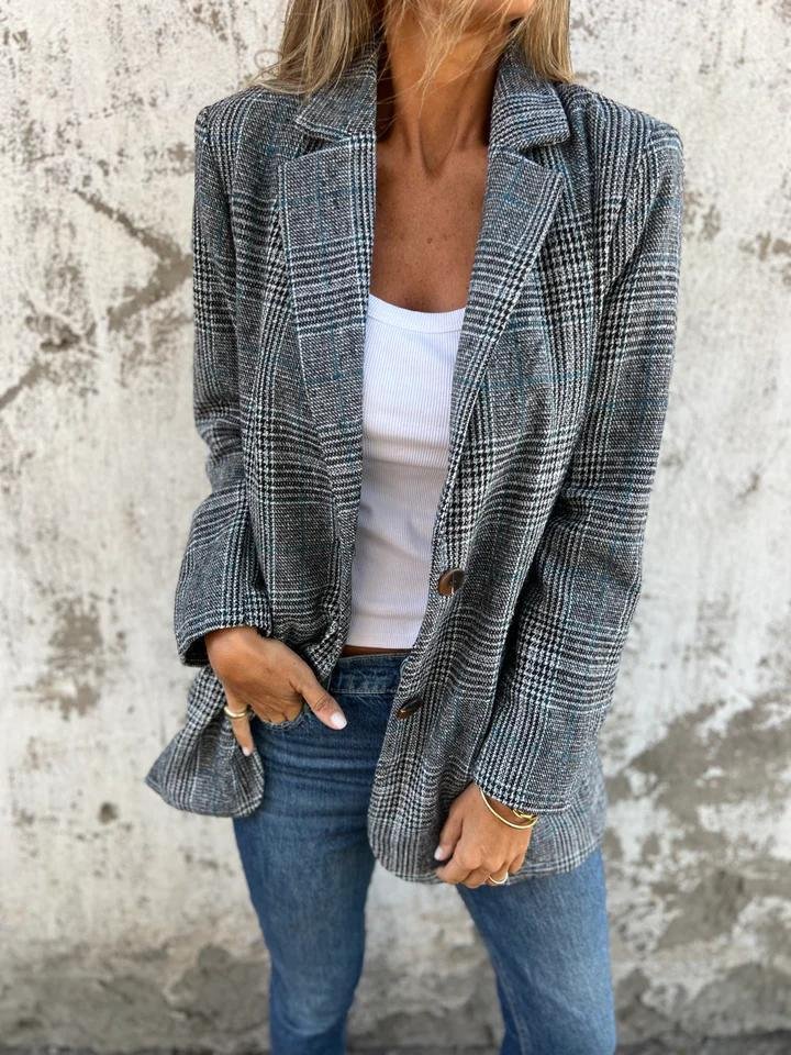 Elaina – Stilvoll Karierter Winter Blazer
