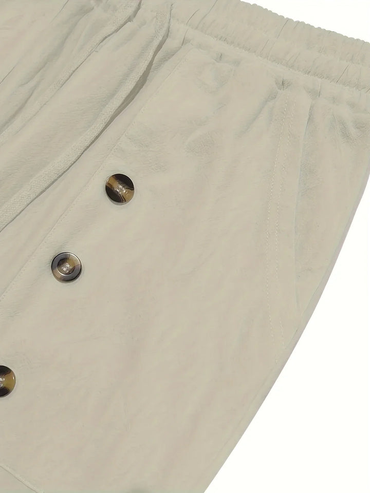Beslan – Elegante Hose Mit Geradem Bein Und Goldenen Knöpfen
