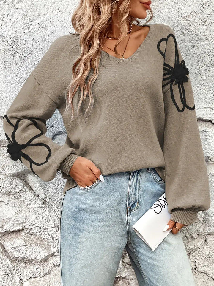 Semira – Langarm Pullover Mit Blumen Stickerei